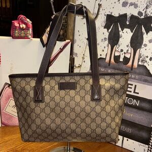 Gucci GG Supreme Monogram Medium Joy Tote - Brown Leather